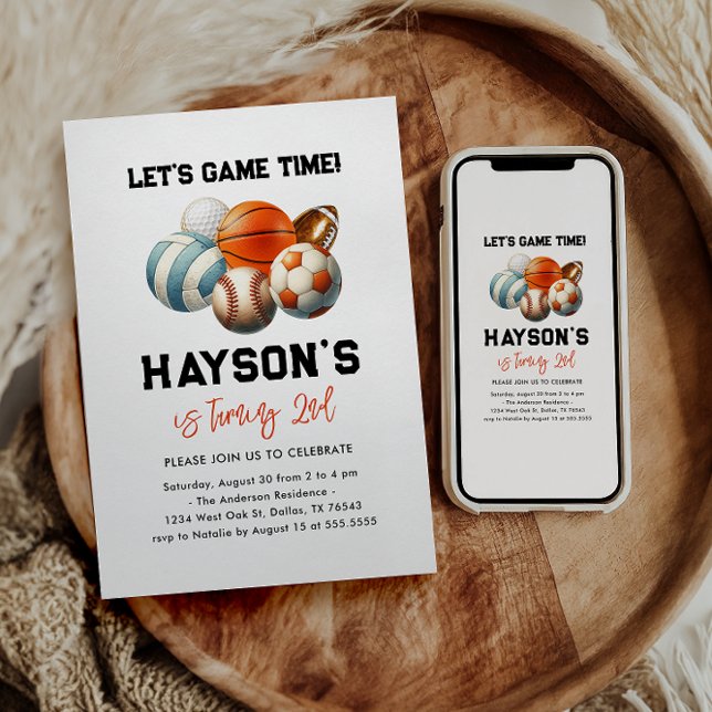 Invitation Sports modernes Enfants 2e fête d'anniversaire (Créateur téléchargé)