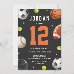 Invitation Sports modernes Thème fête d'anniversaire