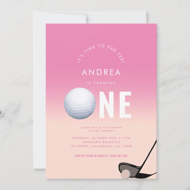 Invitation Sports Par-Tee Golf Girl 1er anniversaire (Devant)