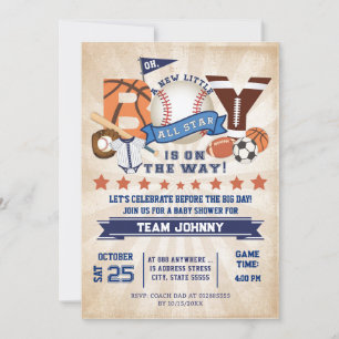 Invitation Sports personnels All Star Baby shower