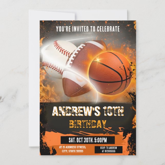 Invitation Sports personnels Anniversaire Imprimable Tout le  (Devant)