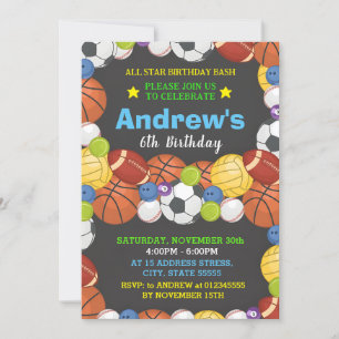 Invitation Sports personnels Anniversaire pour enfant Invitat