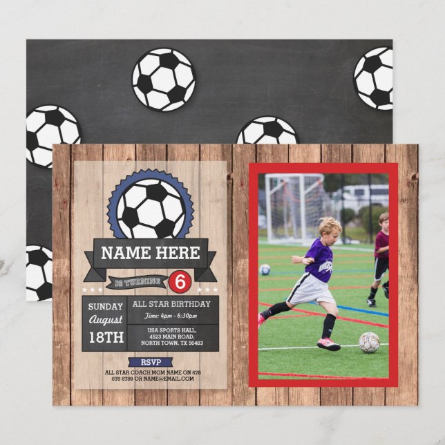 Invitation Sports Photo Football Football Photo Star Annivers (Devant / Derrière)