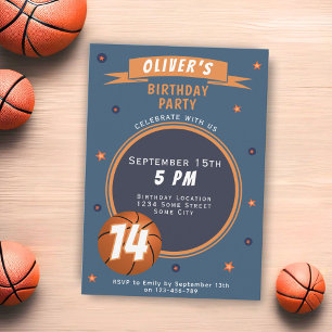 Invitation Sports sur le thème du ballon de basket-ball moder