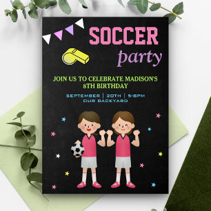 Invitation Sports Thème Filles Football Anniversaire Fête