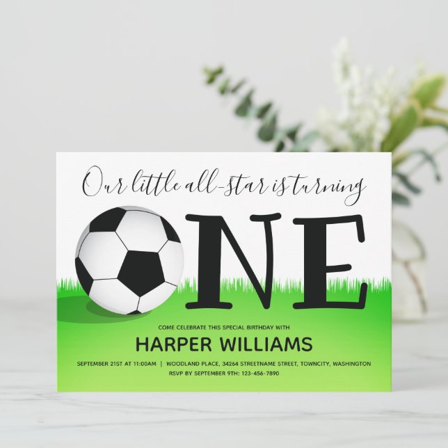 Invitation Sports Un Football Football Premier Anniversaire (Debout devant)