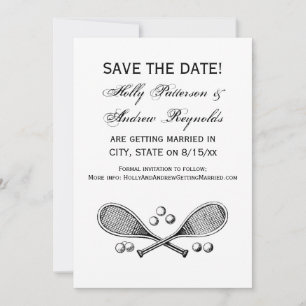 Invitation Sports Vintage Raquettes de Tennis Croisées Balles