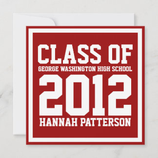 Invitation Sporty Girl Jersey Uniform Red Graduation Party