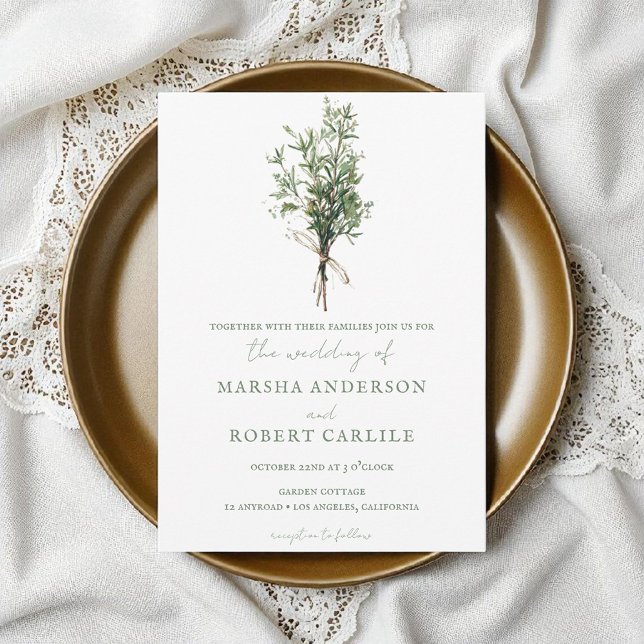Invitation Sprigs de romarin avec Mariage Twine (Créateur téléchargé)