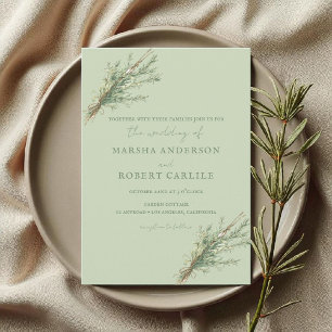 Invitation Sprigs de romarin avec Mariage Twine