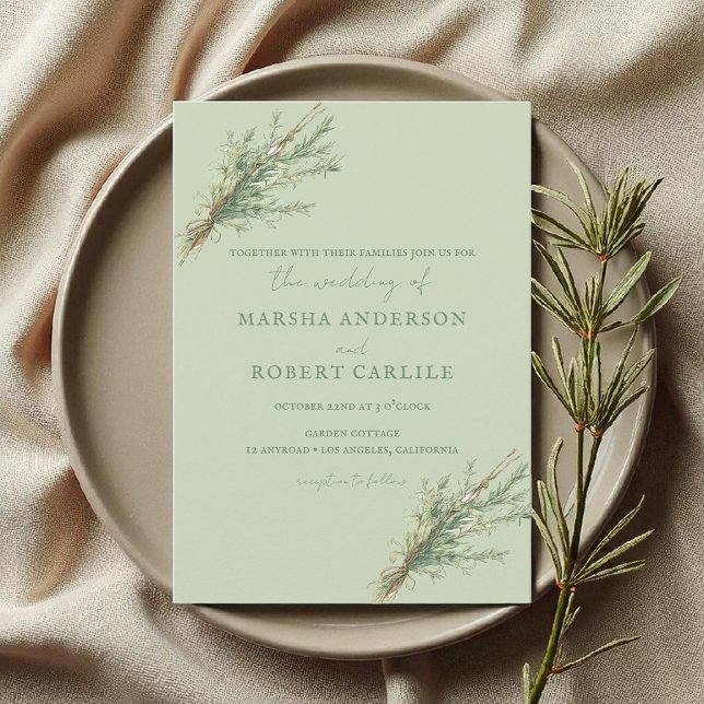 Invitation Sprigs de romarin avec Mariage Twine (Créateur téléchargé)