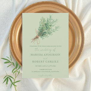 Invitation Sprigs de romarin avec Mariage Twine