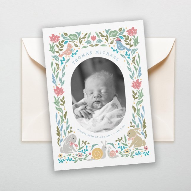 Invitation Spring Bunnies Oiseaux Photo de l'escargot Naissan (Créateur téléchargé)