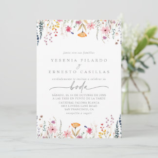 Invitation Spring Colorful Wildflower Spanish Wedding