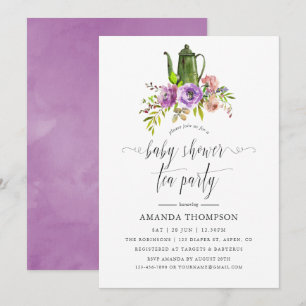 Invitation Spring Floral Baby shower d'aquarelle Tea Party