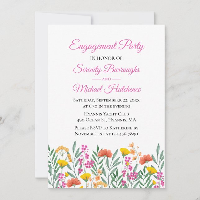 Invitation Spring Floral Boho Fleur sauvage (Devant)