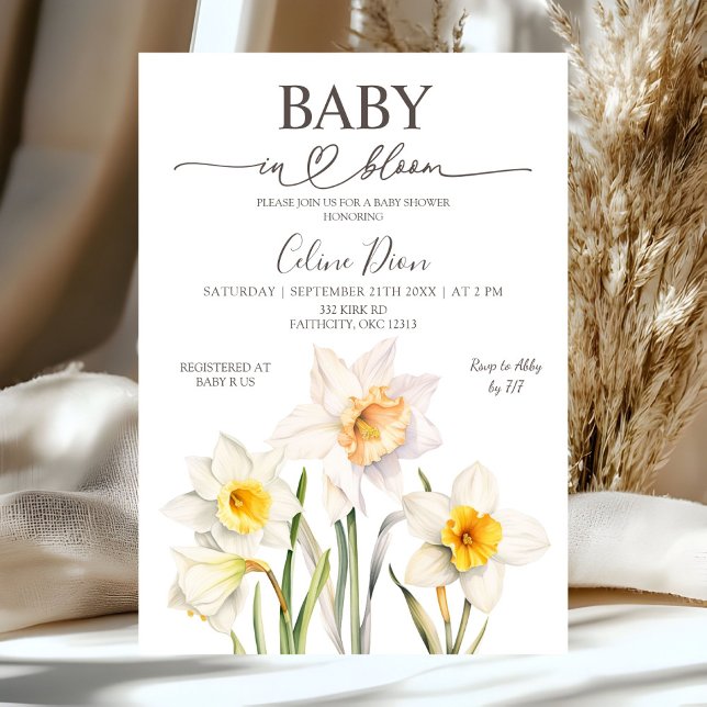 Invitation Spring Floral Daffodil Baby Shower  (Créateur téléchargé)