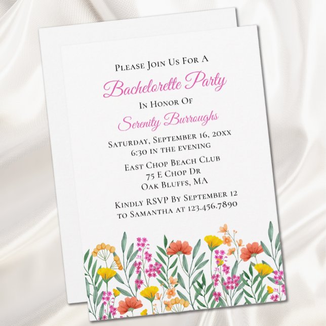 Invitation Spring Floral Fleur sauvage Bachelorette Party (Créateur téléchargé)