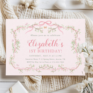 Invitation Spring Garden Pink & Green 1er anniversaire