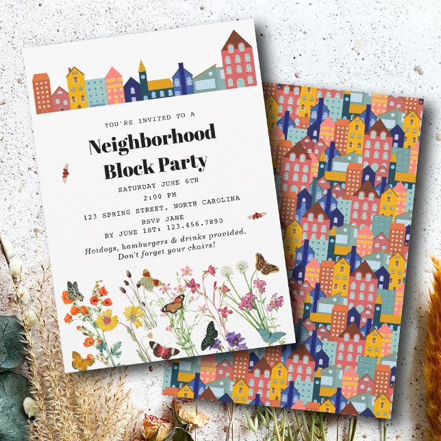 Invitation Spring Neighborhood BBQ Block Party (Spring Neighborhood BBQ Block Party Invitation)