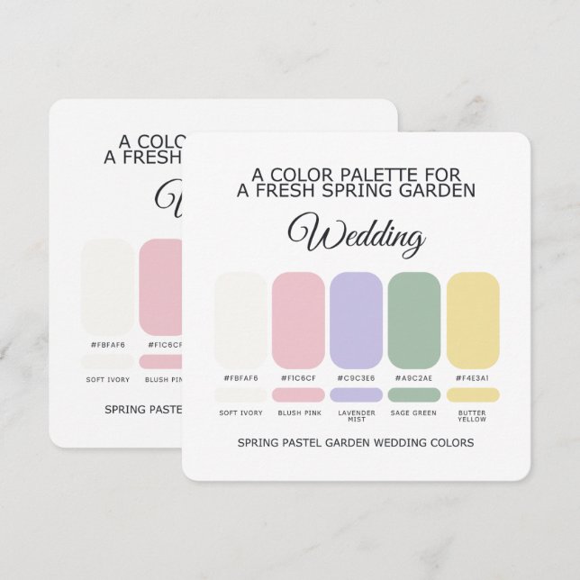 Invitation Spring Pastel Wedding Color Palette Card (Devant / Derrière)