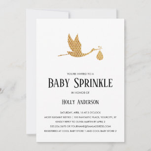 Invitation Sprinkle Sprinkle Preppy Gold Stork w Bundle