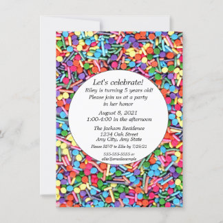 Invitation Sprinkles Anniversaire Fête Personnalisable