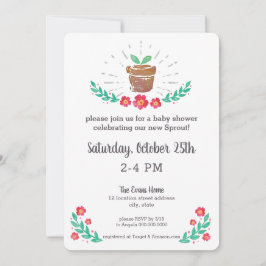 Invitation Sprout Plante Baby shower Jardin Pot Aquarelle