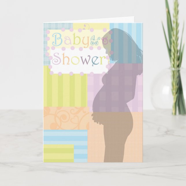 Invitation Sqares et curles d'édredon de baby shower (Devant)