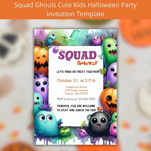 Invitation Squad Ghouls Halloween Trick Ou Treat Party (Créateur téléchargé)