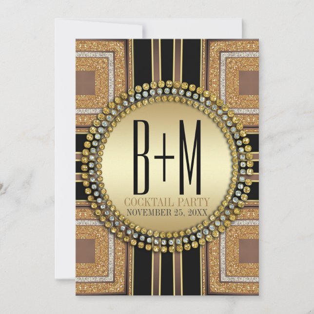 Invitation Squazi ArtDeco Gold Black Cocktail Party (Devant)
