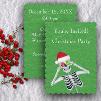 Squelette amusant Santa Hat Ornement Eyes on Green