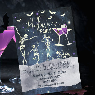 Invitation Squelette de danse simple minimaliste Halloween Pa