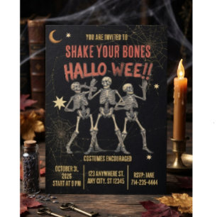 Invitation Squelette de danse vintage Halloween