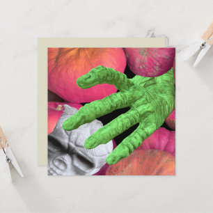 Invitation Squelette doigts & crâne & citrouilles pour Hallow