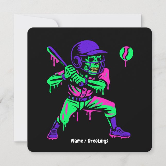 Invitation Squelette drôle frappant glace dégoulinante Baseba (Devant)