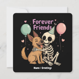 Invitation Squelette effrayant mignon qui enlace un chien ber