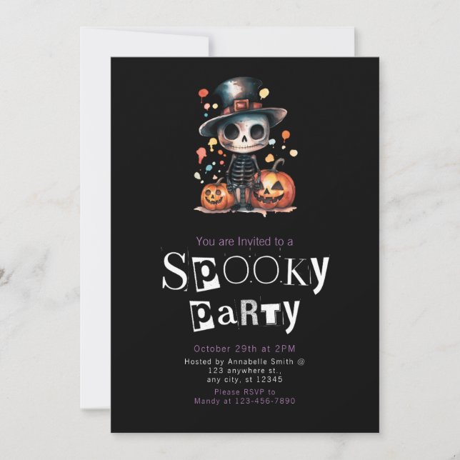 Invitation Squelette Ghoul mignon en haut Halloween Chapeau (Devant)