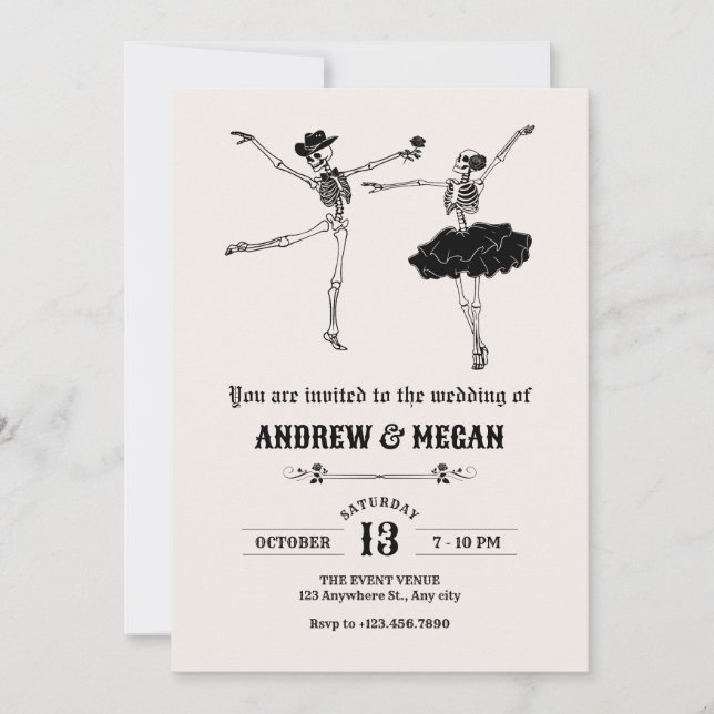 Invitation Squelette gothique couple mariage (Devant)