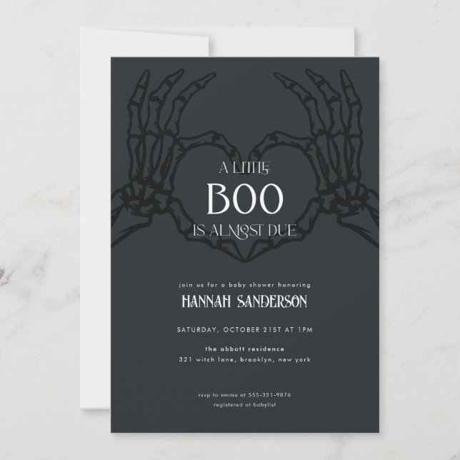 Invitation Squelette Gothique Halloween Baby shower Invitatio (Devant)