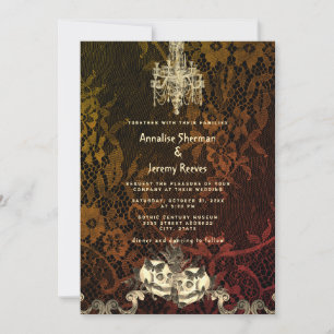 Invitation Squelette Gothique Lace Lustre Halloween Mariage