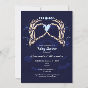 Invitation Squelette gothique Mains Halloween Baby shower gar