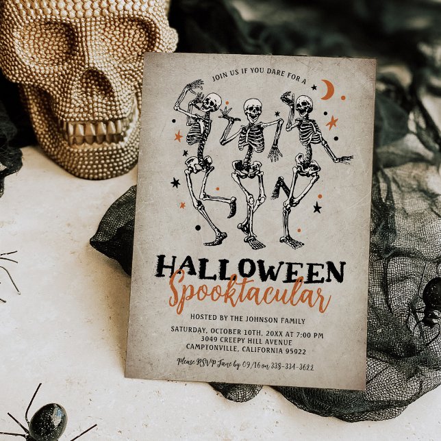 Invitation Squelette vintage Halloween pour adultes (Créateur téléchargé)