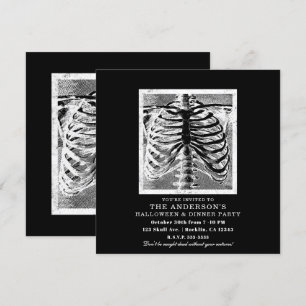 Invitation Squelette Vintage Torse Corps Halloween