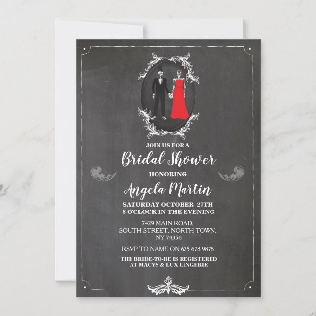Invitation Squelettes roses Halloween de crâne de partie de (Devant)