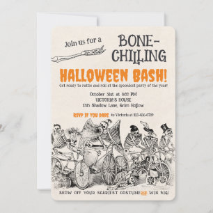 Invitation Squelettes Vintage 2 Fête d'Halloween à vous glace