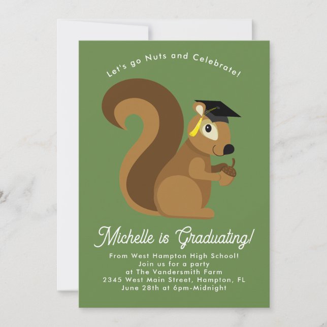 Invitation Squirrel Graduation Party (Devant)