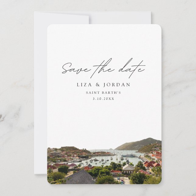 Invitation St Barth's Save the Date Mariage Pittoresque (Devant)
