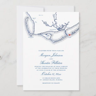 Invitation St. George Island All-in-One Blue QR Code Mariage