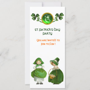 INVITATION ST. MONOGRAMME ÉMERALLIEN VERT DU JOUR DU PARTI PA
